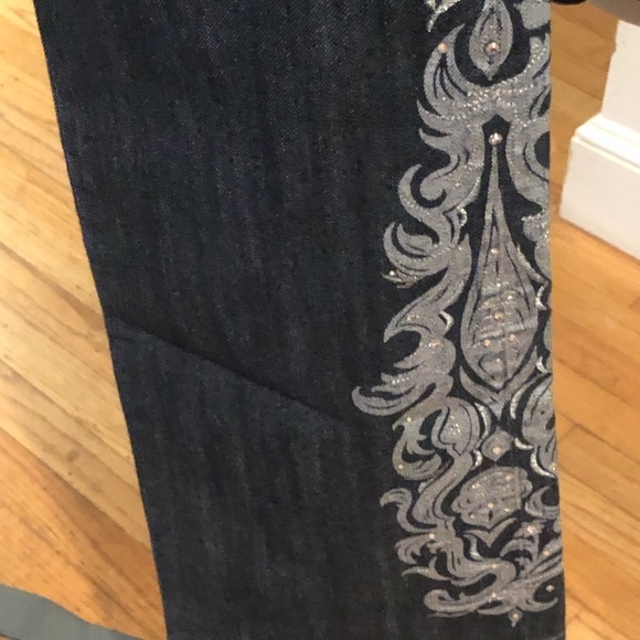 Chico’s size 12 blue high waist jeans silver & white embellished details stretch - Picture 8 of 16